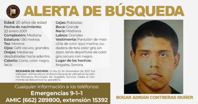Emiten Alerta de Búsqueda por la desaparición de un joven que padece autismo en Nogales