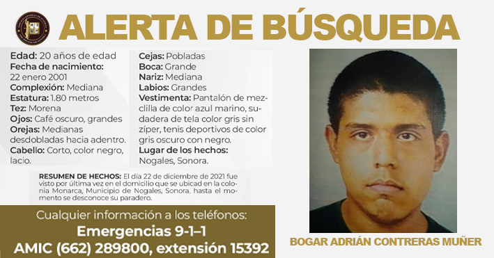 Emiten Alerta de Búsqueda por la desaparición de un joven que padece autismo en Nogales