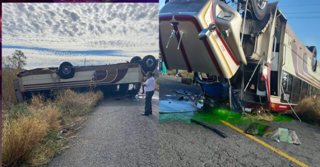 Autobus de pasajeros sufre accidente en el tramo carretero Tesopaco - Yécora