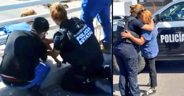 Policías salvan a jovencita quien amenazaba con lanzarse del puente vial del bulevar Solidaridad