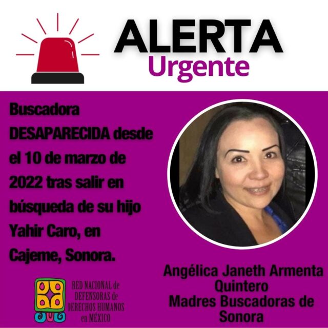 Angélica Janeth Armenta Quintero sigue desaparecida.