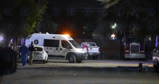 Lugar donde se consumó la ejecución de un hombre en el fraccionamiento Los Encinos. (Foto cortesía Medios OBSON)