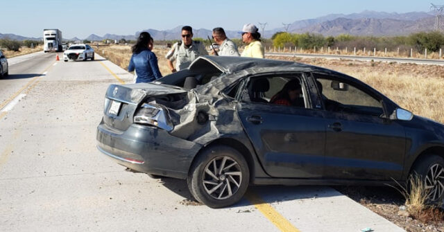 Se registra aparatoso accidente que deja cuatro heridos en el tramo carretero Guaymas-Hermosillo