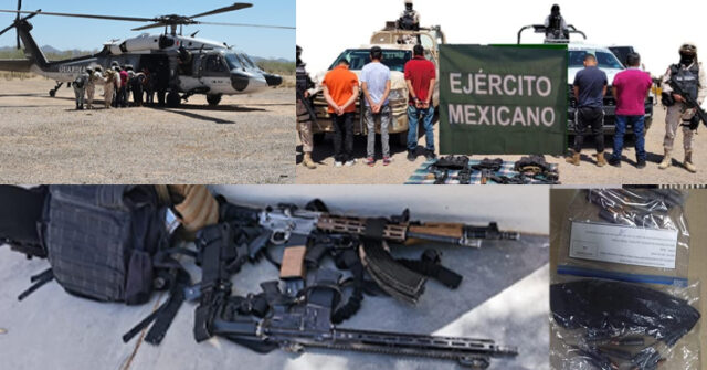 Militares detienen a grupo de sicarios y aseguran arsenal en Caborca