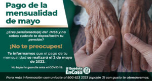 La población pensionada del IMSS recibirá su pago el 2 de mayo