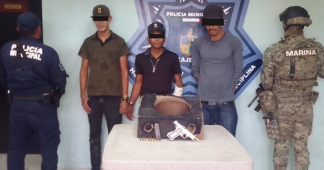 Detienen a tres presuntos delincuentes con un arma de fuego en Cajeme