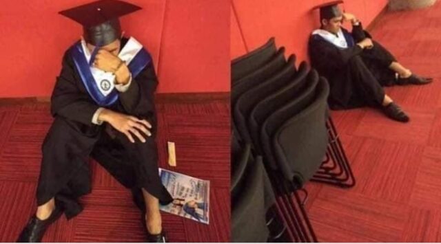 Estudiante rompe en llanto al ver que nadie de su familia asistió a su graduación