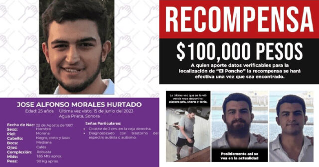 Ofrecen 100 mil pesos de recompensa por joven desaparecido en Agua Prieta