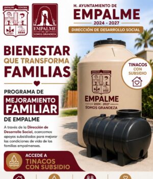 Mantienen abierta ventanilla para adquirir tinacos con subsidio en Empalme