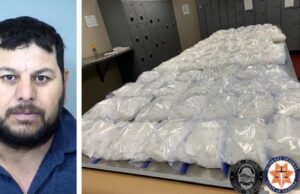 Atrapan a hombre que transportaba 100 kilos de metanfetamina José Eleno Luna-Arellanes y la metanfetamina que le fue asegurada.