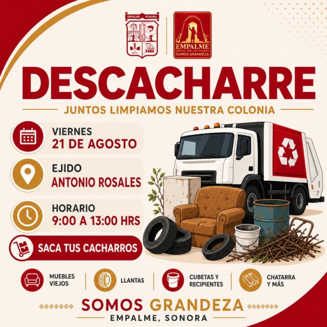 Llevarán jornada de descacharre al ejido Antonio Rosales este viernes