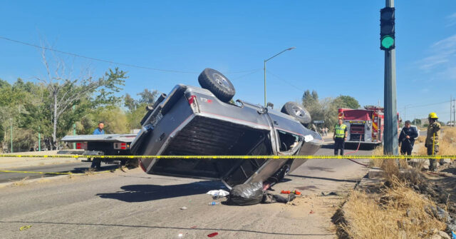 Ladrón de combustible ocasiona persecución y termina volcándose en Hermosillo