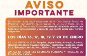 Recorren horario de entrada en educación básica en 17 municipos de Sonora Recorren horario de entrada en educación básica en 17 municipos de Sonora