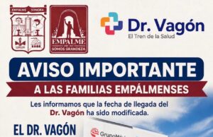 Confirman regreso del Dr. Vagón a Empalme; brindará servicios gratuitos en septiembre Confirman regreso del Dr. Vagón a Empalme; brindará servicios gratuitos en septiembre