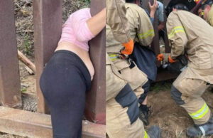 Mujer queda atrapada al intentar cruzar el muro fronterizo Mujer queda atrapada al intentar cruzar el muro fronterizo